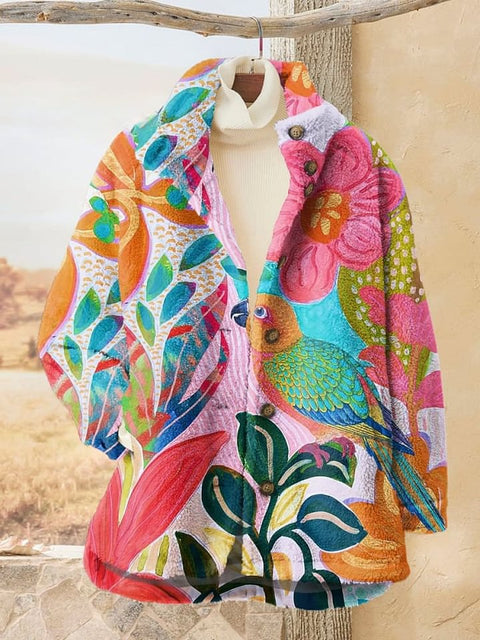 Loose 3D digital print women fleece jacket top autumn and winter m302122