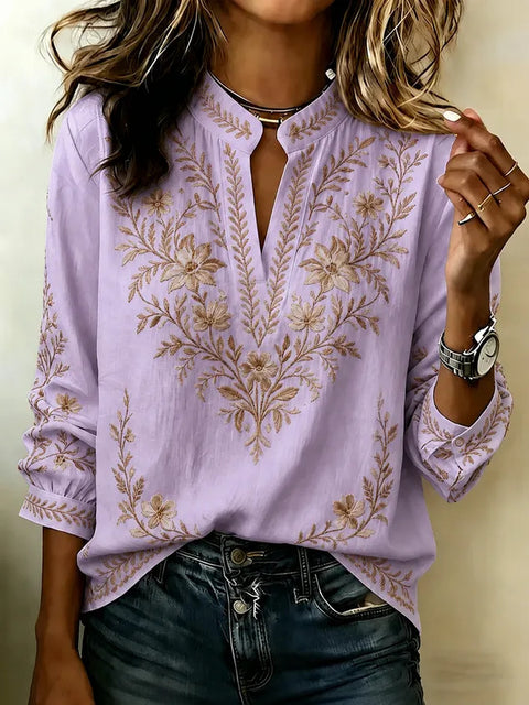 3D digital printing pullover V-neck long-sleeved women's top m303016