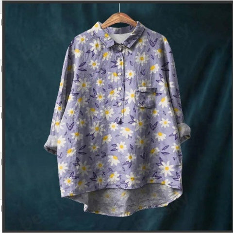 Loose printing round neck casual large size women's T-shirt m302702