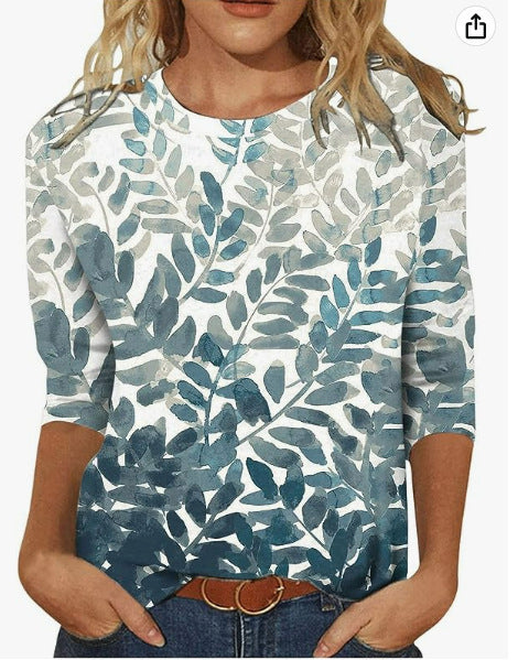 Crew neck print solid color T-shirt m300770