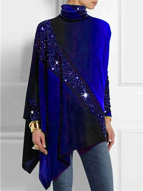 3D printing loose turtleneck urban casual women's T-shirt m302409