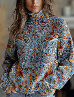 Christmas abstract print casual cape jacket cardigan sweater m302114