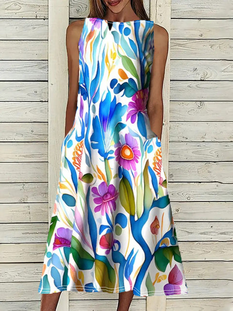 Vest print elegant plus size dress m301207