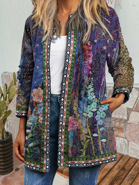 Autumn and winter retro ethnic style print jacket cardigan m303251 01