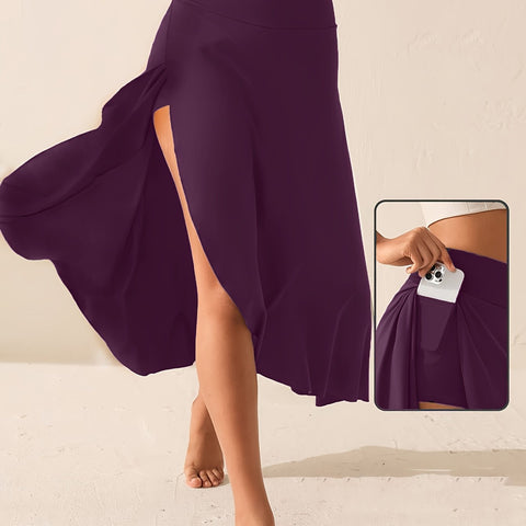 Temperament elegant ruffle leaf drape fashion solid color skirt m302835