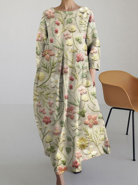 Loose Crew Neck Fashion Premium Long Sleeve Printed Dress m301044