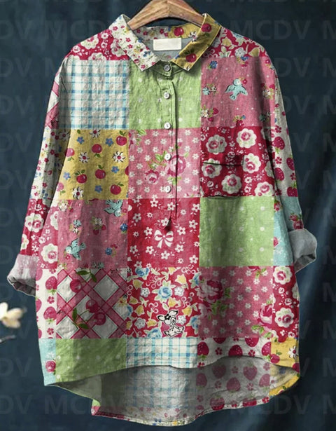 Loose printing round neck casual large size women's T-shirt m302702