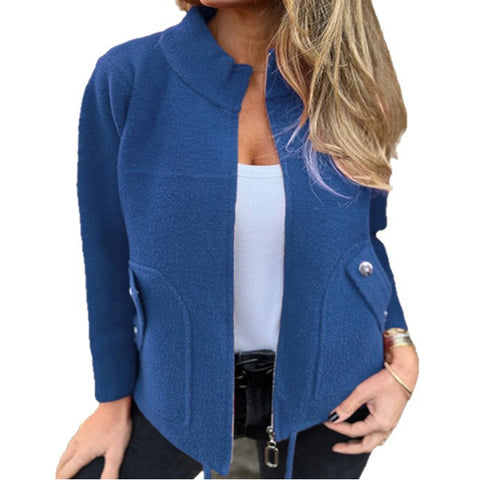 Women's casual woolen lapel tether false pocket blazer m302097