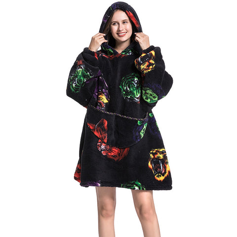 Family pajamas new cold clothes hooded sweater children's wearable blanket m302149