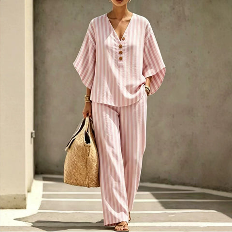 Women's loose casual striped linen fashion suit shirt women's m302775