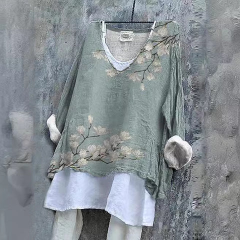 V-neck single piece long sleeve 3D digital printing m301043