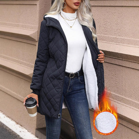 New hooded cotton-padded clothes women's velvet lamb wool cotton clothes thin cotton jackets trendy m301986