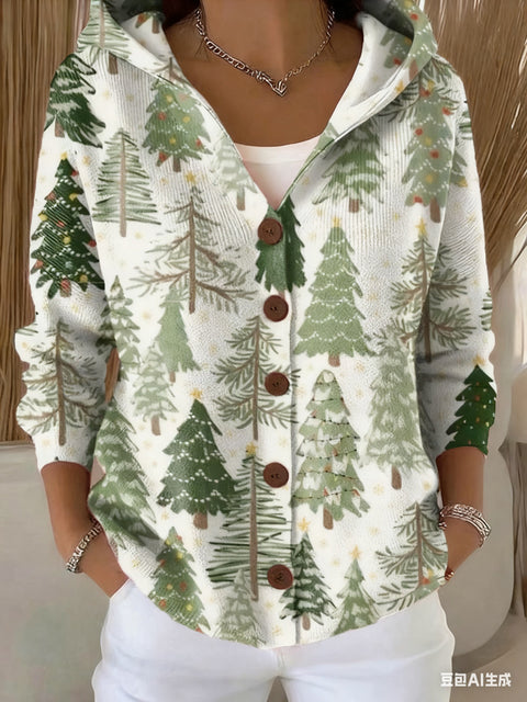 Button knitted hooded cardigan jacket autumn and winter new m303072
