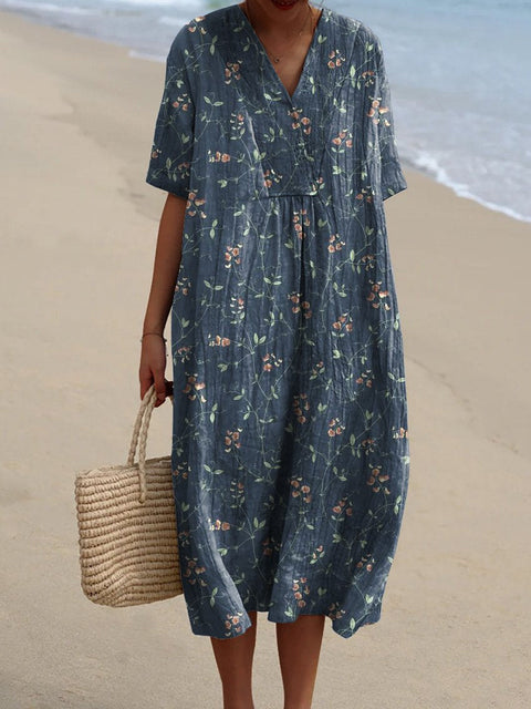 Fashion digital printing large wide V-neck dress m302382