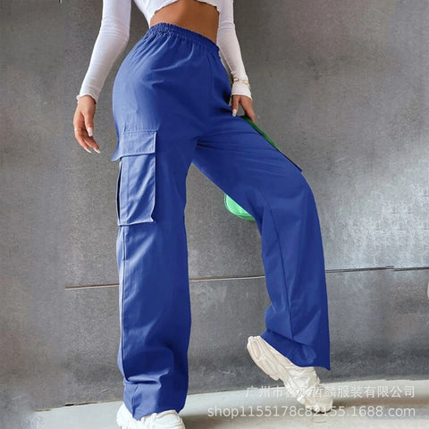 Beltless trousers high waist season wide leg trousers straight loose temperament commuter trousers casual trousers m301371