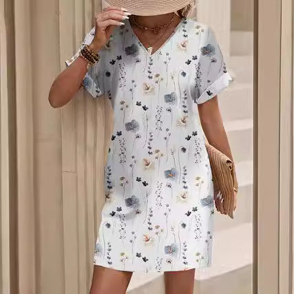 Plant floral print bat sleeve dress ladies m300969