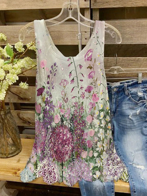Sweet Printed Loose Large Size Sleeveless Tank Top T-Shirt m300907