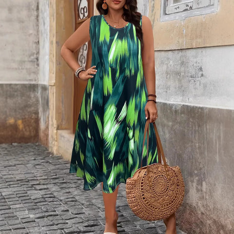 Trend printing large size women's dress women's m302341