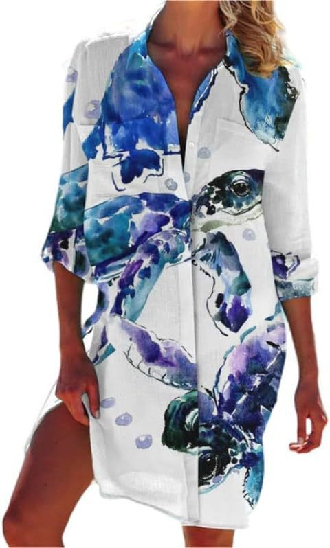 Bikini jacket shirt swimsuit cardigan women's printed resort beach shirt m301274