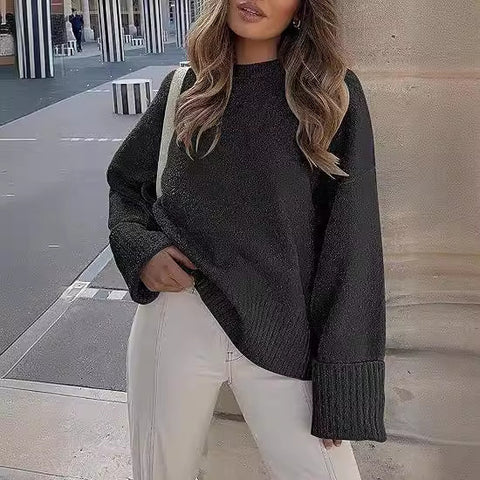 Women's sweater women's autumn and winter round neck pullover loose plush thick m301609