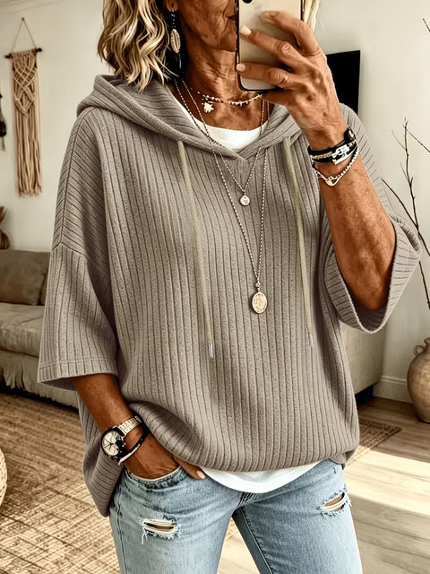 Knitted new hooded drawstring sweater polished pit strip with loose m302996