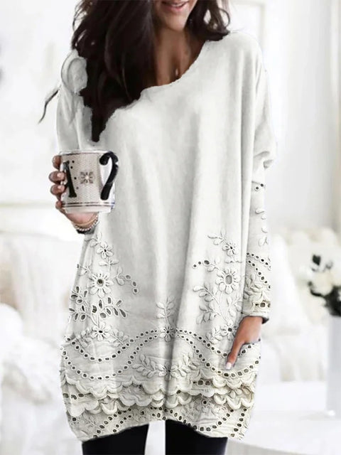 Digital printing women's fashion round neck medium and long top T-shirt m302271