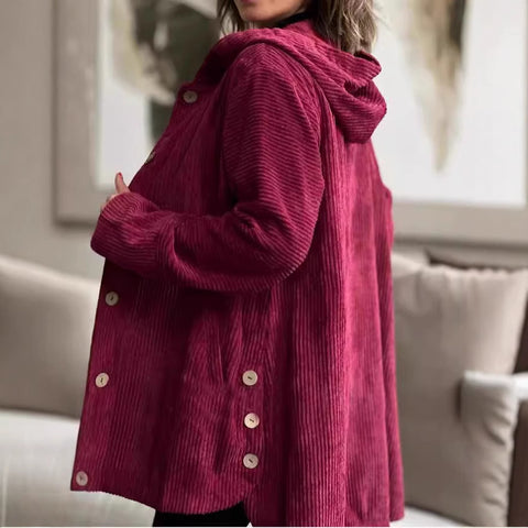 Autumn and winter hooded loose women's corduroy casual jacket m301672