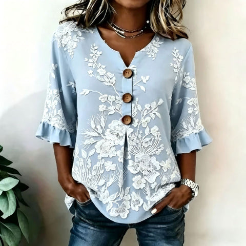 Digital printing sweet and cute T-shirt lace sleeve m302842
