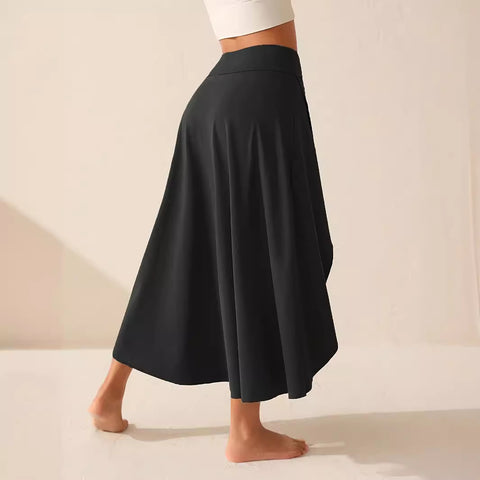 Temperament elegant ruffle leaf drape fashion solid color skirt m302835