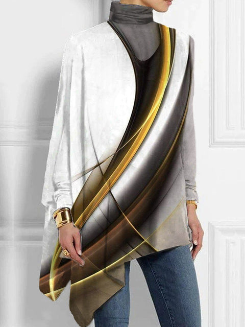 3D printing loose turtleneck urban casual women's T-shirt m302409