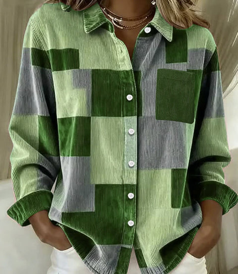 Round neck plaid knitted jacket cross-border new women's plaid shirt 3D printing FF303370