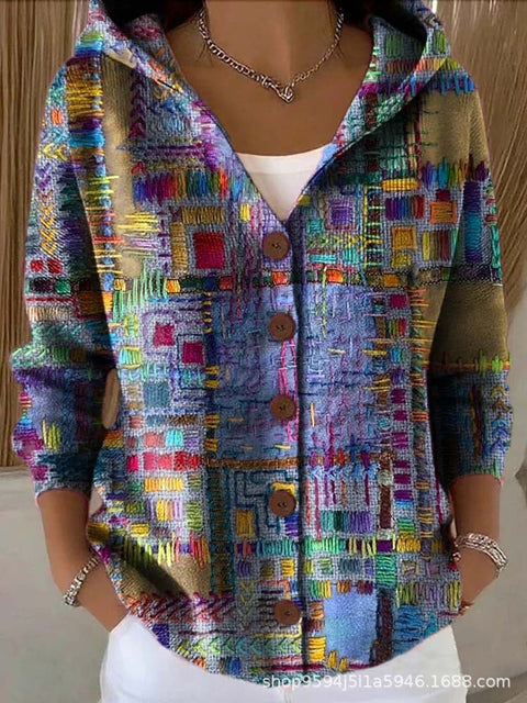 New black button hooded cardigan women's pure leisure fashion sweater jacket women's Christmas m302115