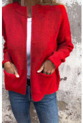 Autumn and winter women's clothing new casual fashion solid color pocket cardigan jacket women's clothing m301668