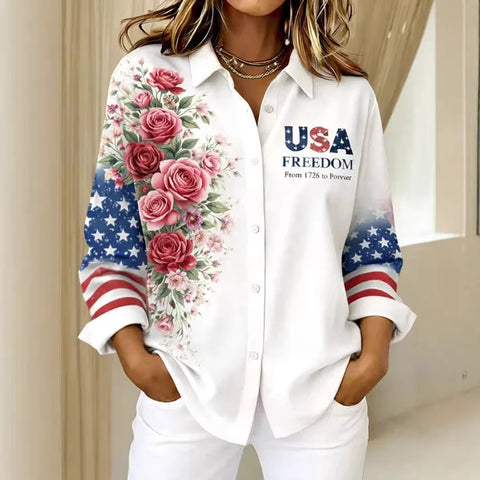 Spring women's long-sleeved shirt 3D digital printing women's casual loose shirt m302475