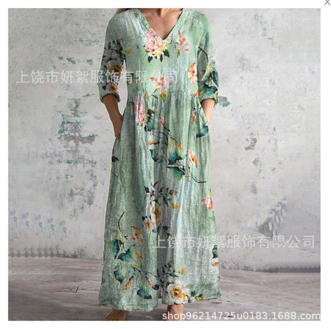 3D printing Amazon European and American summer casual loose long-sleeved dress m301729
