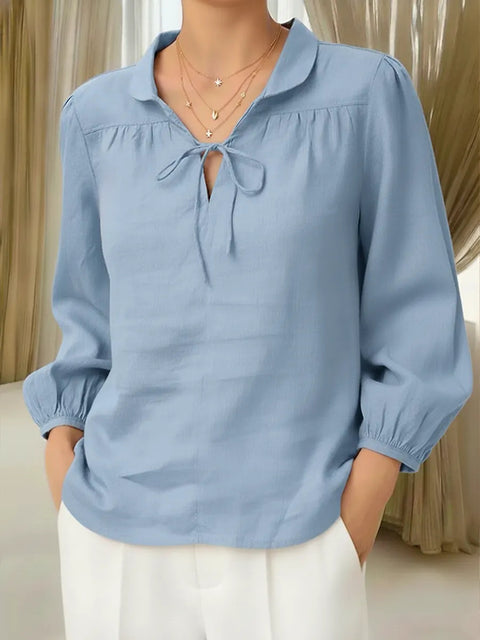 Lace collar lace-up top lantern sleeve m302719