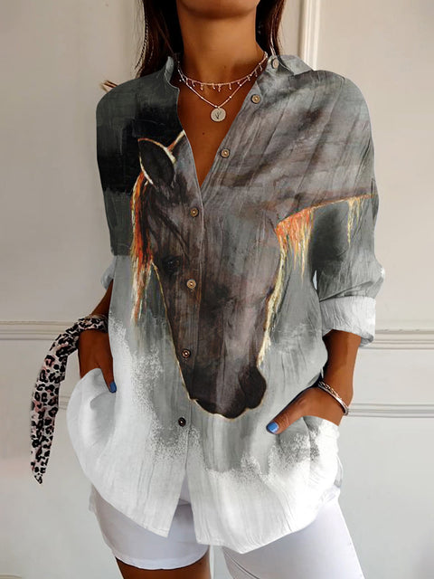 3D digital printing abstract pattern women's long shirt shoulder sleeve shirt m302463