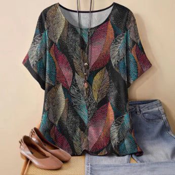 Women's new loose 3D printing round neck casual large size pullover women's clothing m301285