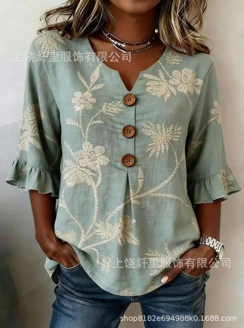 3D digital printing floral pattern women's long-sleeved buckle cardigan top m302703