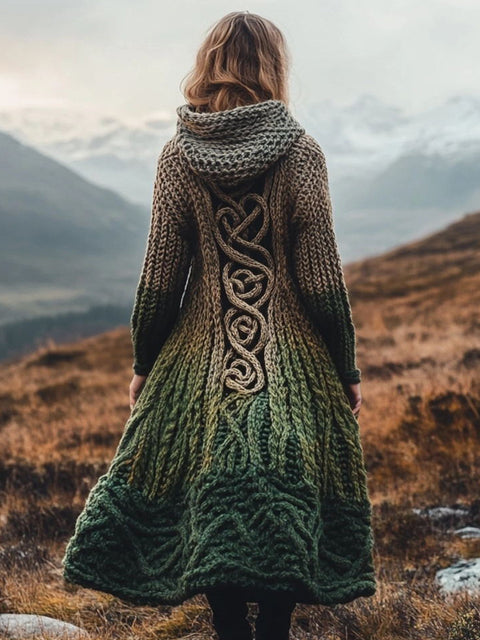 Cardigan long imitation knitted lazy wind hooded long cardigan sweater autumn and winter women's clothing m302125