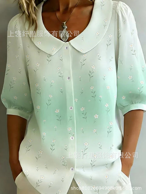 3D digital printing women's versatile flower spring and summer fashion shirt m302608