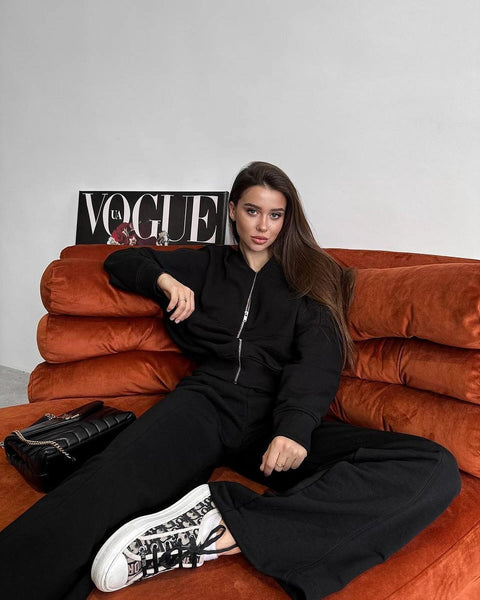 Winter velvet women's suit women's solid color sweater casual suit m301676