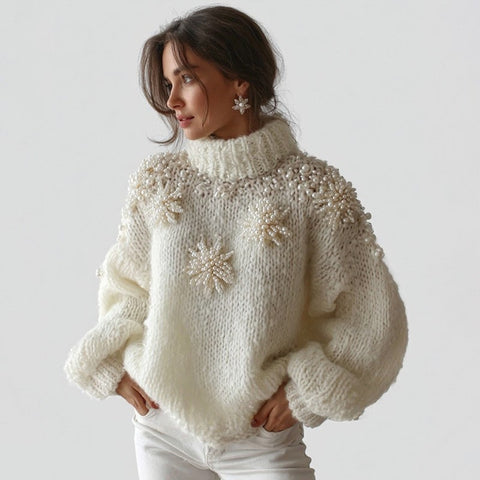 Knitted Women's Christmas Crew Neck Long Sleeve Pullover Women's m302124