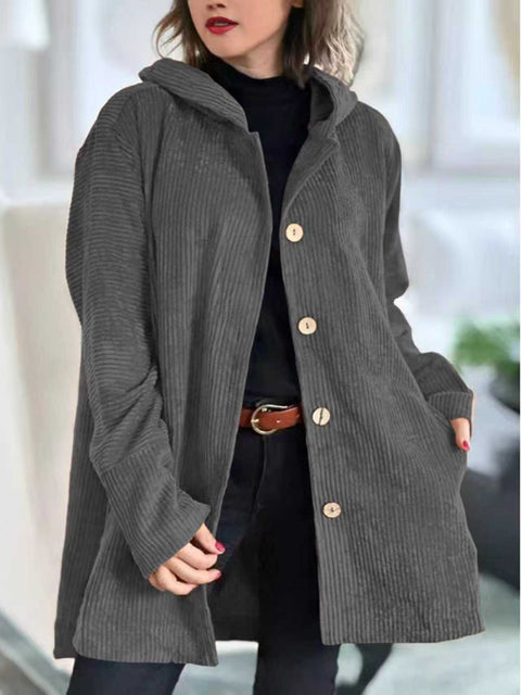 Autumn and winter hooded loose women's corduroy casual jacket m301672
