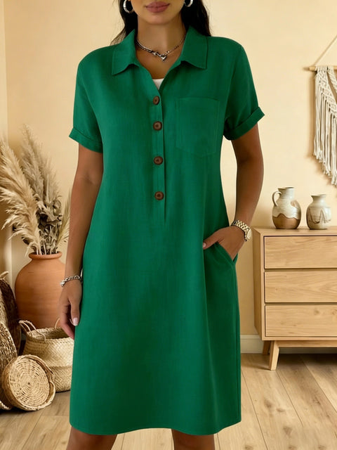 Summer new comfortable casual pocket cotton women's dress m302972