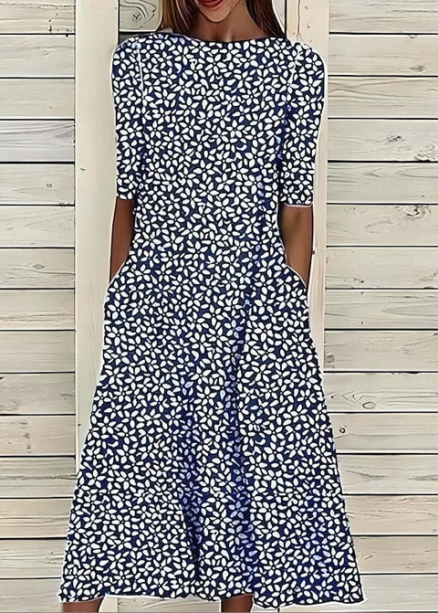 Up and down splicing pocket size printing large wide dress m302623