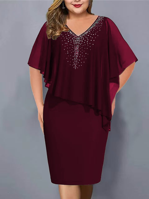 Chiffon dress short-sleeved shawl design high and thin commuter dress m301941