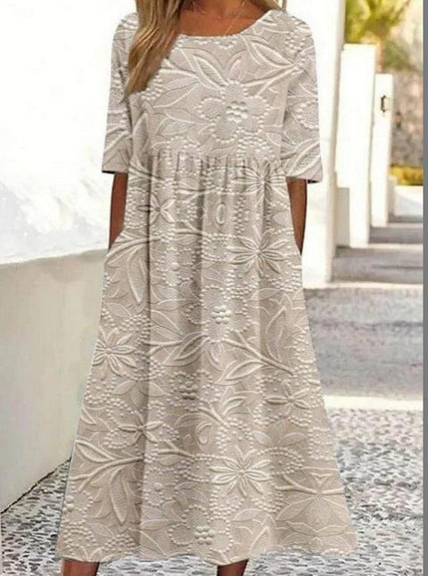 Up and down splicing pocket size printing large wide dress m302623