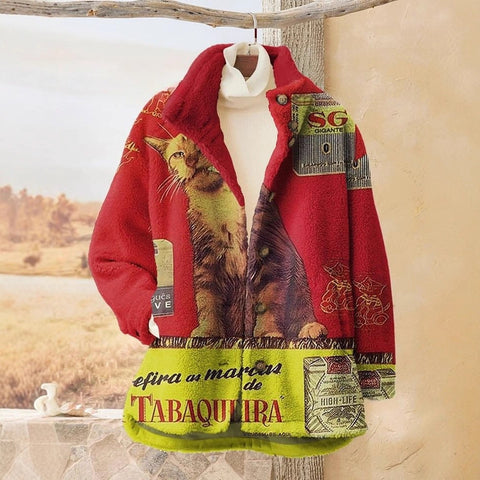 Loose 3D digital print women fleece jacket top autumn and winter m302122