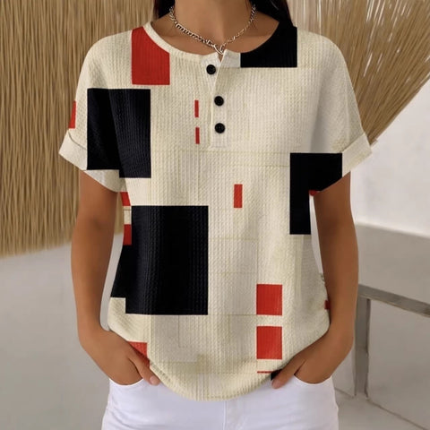 Crew neck, woven top T-shirt m302622